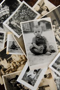 childhood: stack of old photos