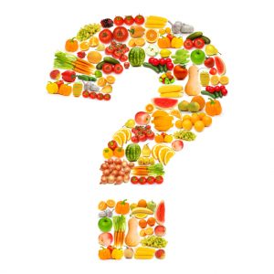 Alphabet made of many fruits and vegetables