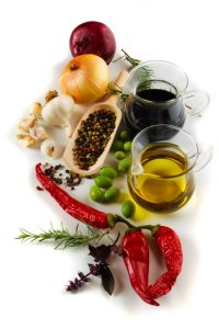 Olive oil and balsamic vinegar with mediterranean spices