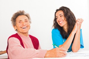 Elderly Lady with Homecare Nurse