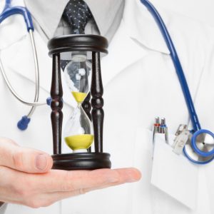 Doctor holdling hourglass - 1 to 1 ratio