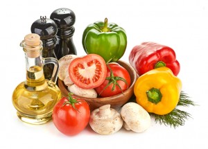 Fresh vegetables and mushrooms