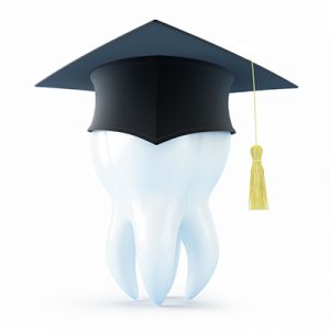 graduation cap tooth on a white background