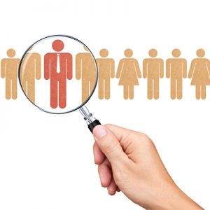 Find an employee with a magnifying glass