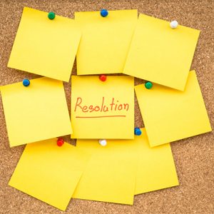 Sticky blank note resolutions for new year with space for text.