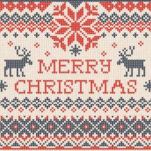 Merry Christmas: Scandinavian or russian style knitted embroider