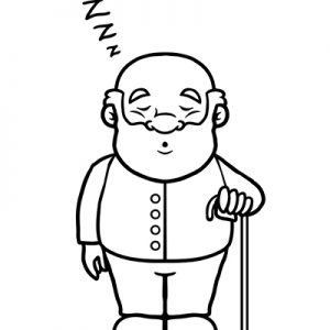 Black and white old man sleeping