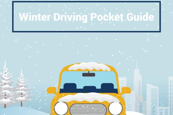 Winter Driving Pocket Guide - a yellow car driving through snow