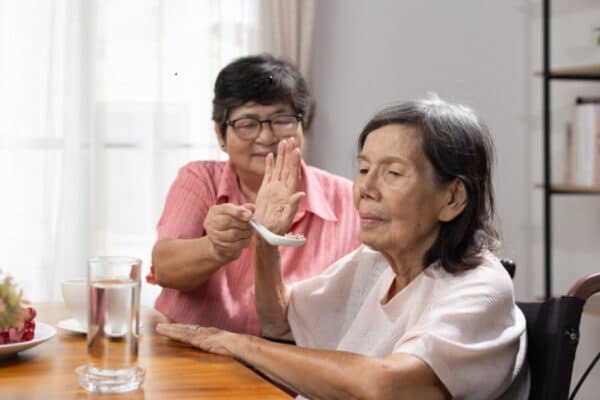 woman saying no to food