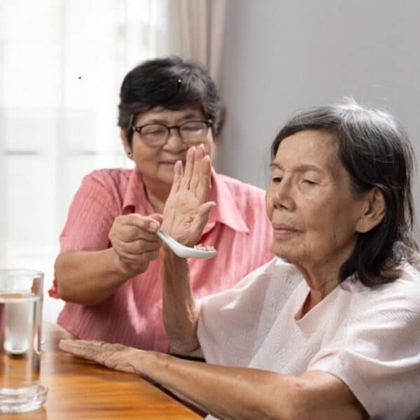 woman saying no to food